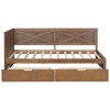 Twin Size Daybed with Trundle/2 Drawers and Rustic Guardrail, Grey/Brown-ModernLuxe - 4 of 4