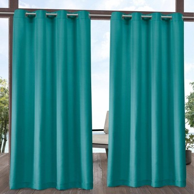 Set of 2 Outdoor Solid Cabana Grommet Top Light Filtering Curtain Panel - Exclusive Home