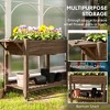 Wood Raised Planter Box, Elevated Garden Bed with Lockable Wheels, Side Tables, Bottom Shelf, Drain Holes - 4 of 4