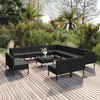 vidaXL Garden Lounge Set Patio Sectional Sofa Couch Outdoor Poly Rattan Black - 2 of 4