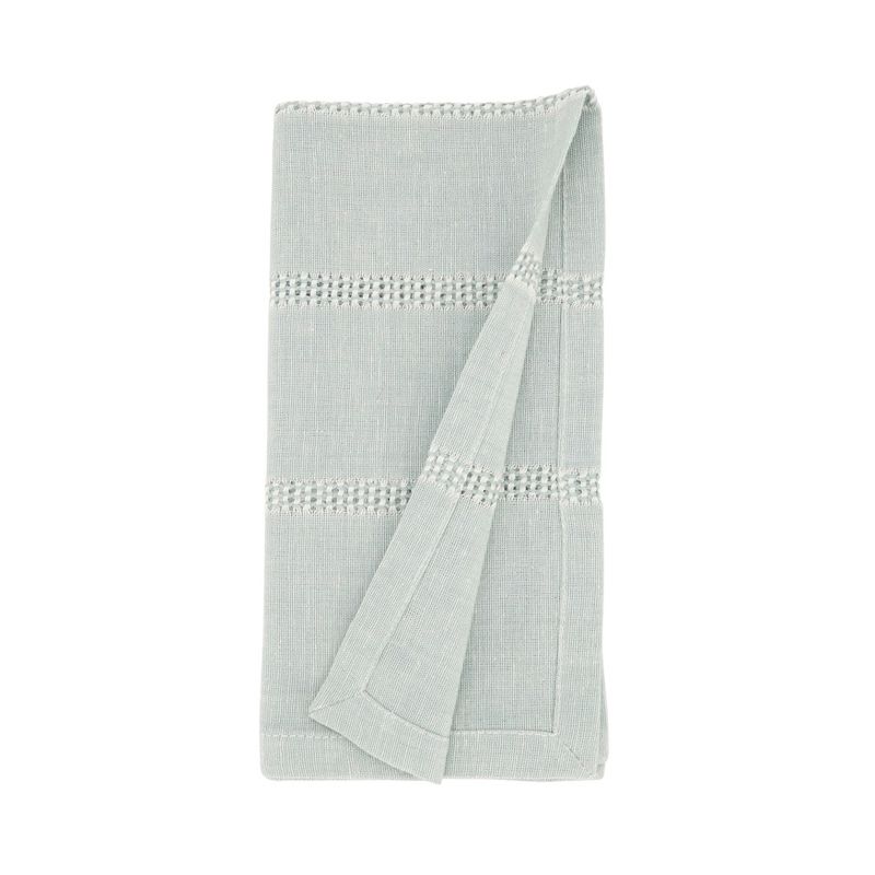 Saro Lifestyle Leno Stripe Elegance Napkin (Set of 4), Blue, 20"x20", 2 of 5