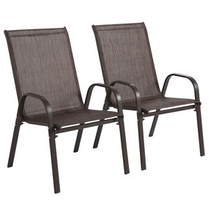 KTMBDW Outdoor Patio Chairs Set of 2, Patio Chairs with Metal Frame, Armrests, Portable Dining Chairs for Camping, Lawn, Garden and Porch - 1 of 4