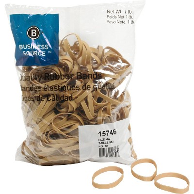 Business Source Rubber Bands Size 62 1 lb./BG 2-1/2"x1/4" Natural Crepe 15746