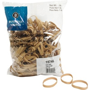 Business Source Rubber Bands Size 62 1 lb./BG 2-1/2"x1/4" Natural Crepe 15746 - 1 of 3