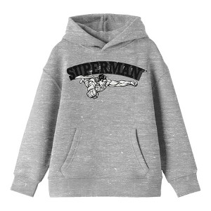 Superman Black and White Text Superman Onwards Youth Athletic Gray Graphic Hoodie - 1 of 3