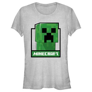 Juniors Womens Minecraft Creeper in a Box T-Shirt - 1 of 4