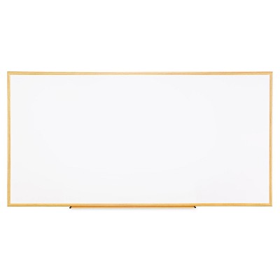 UNIVERSAL Dry-Erase Board Melamine 96 x 48 White Oak-Finished Frame 43620