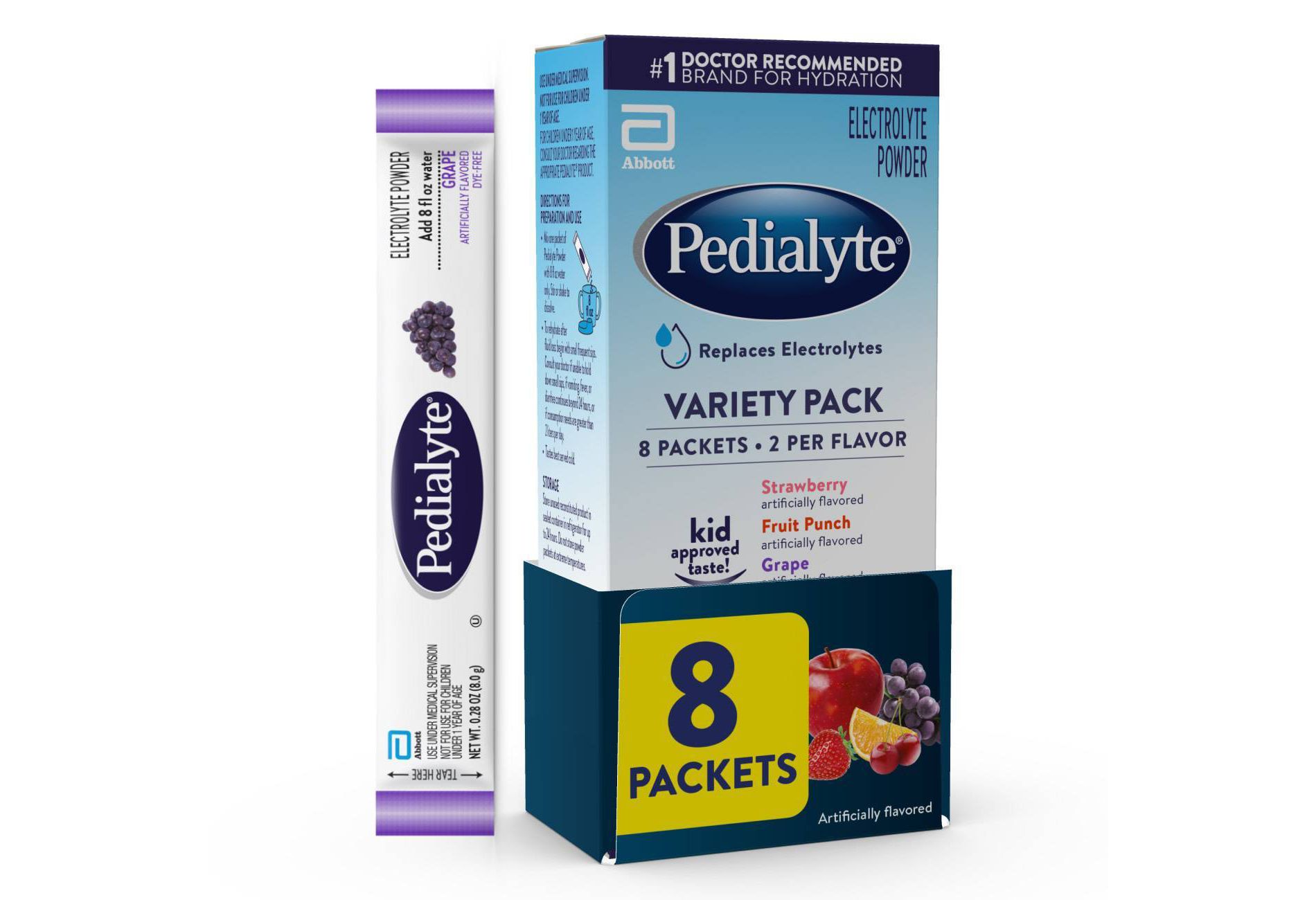 Pedialyte Base Variety Dye Free Powder Electrolyte Drinks - 8ct
