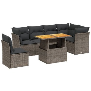 vidaXL Garden Sofa Set Dark Grey, Grey - 1 of 4