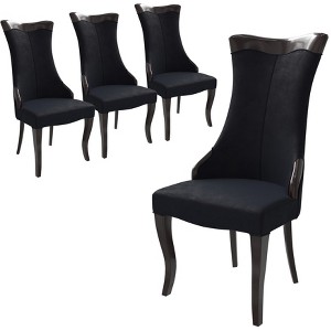 LeisureMod Dining Chair Upholstered in Leather/Velvet Cozy Accent Kitchen Chair with Rubberwood Legs Novara Series Set of 4 - 1 of 4