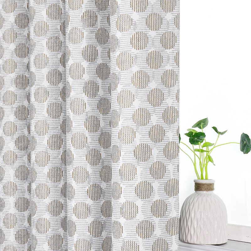 Kate Aurora 2 Piece Contemporary Chic Metallic Abstract Circles Light Filtering Grommet Top Curtains, 3 of 8