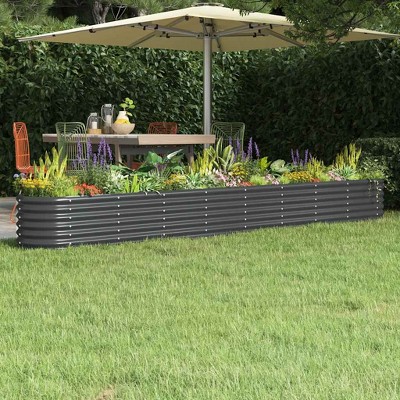 Garden Raised Bed Anthracite Powder-coated steel Large Durable vidaXL