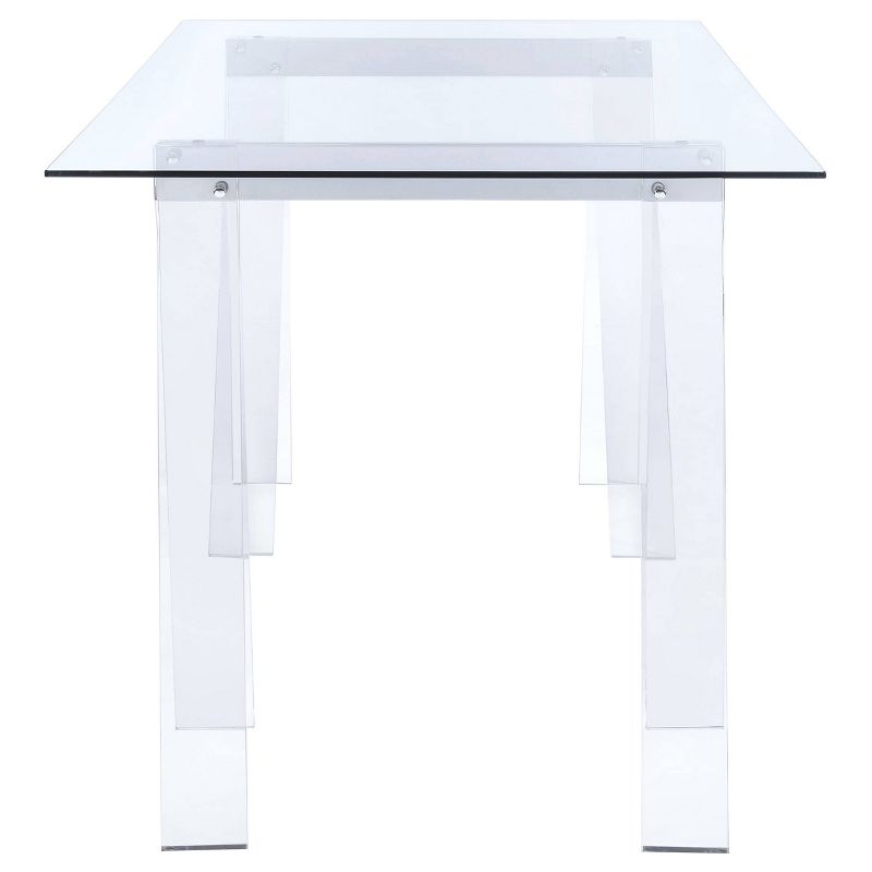 Amaturo Glass Top Acrylic Sawhorse Writing Desk Clear - Coaster, 6 of 8