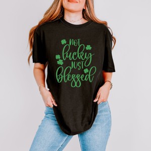 Simply Sage Market Not Lucky Just Blessed Garment Dyed Tee - 1 of 4