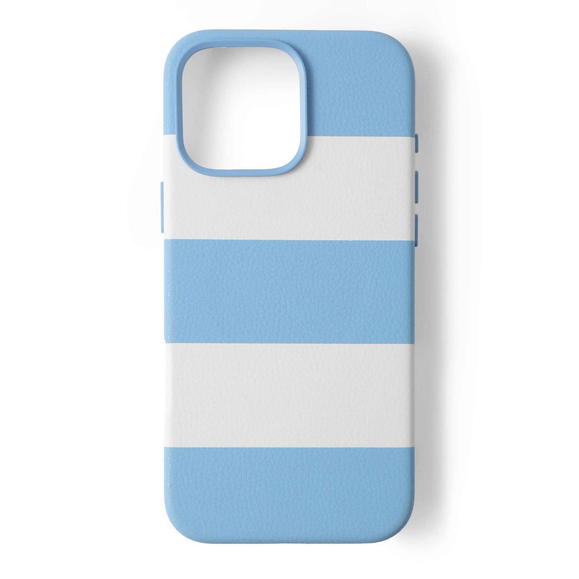 Hello Lux Light Blue Cabana Stripe Pebble PU iPhone Case - 16 Pro Max