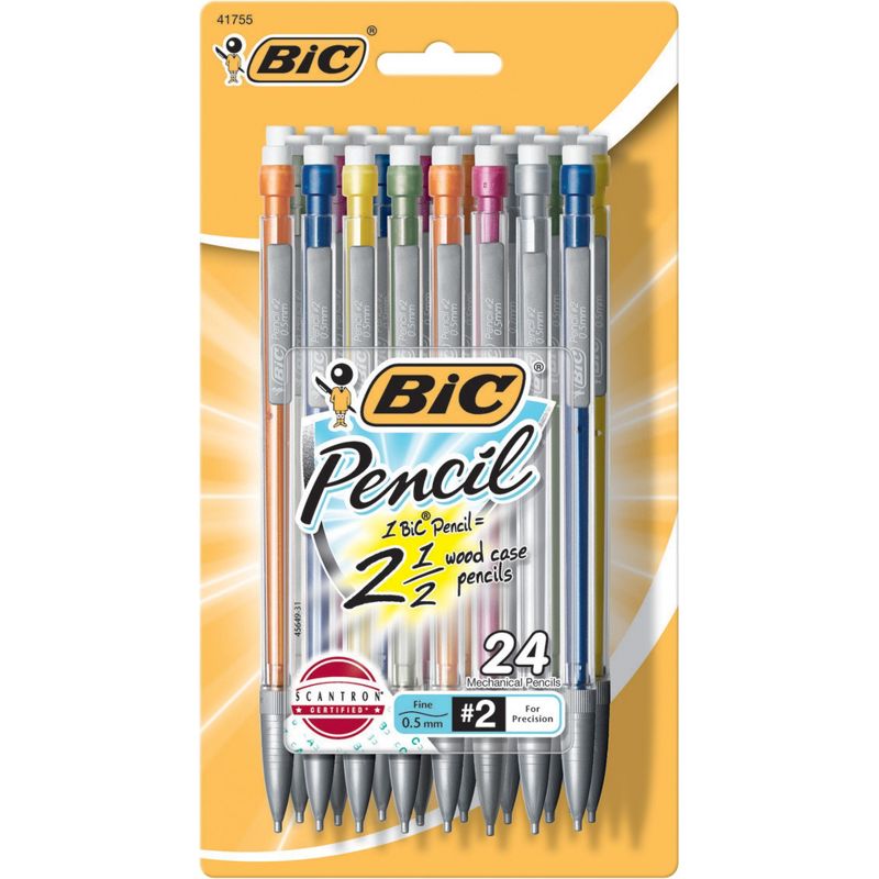 BIC Xtra Precision Mechanical Pencils, Assorted Metallics, Pack of 24, 1 of 2