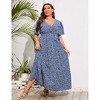 BLUEMING Summer Maxi Dress for Plus Size Women Tie Wasit Surplice Dress Flutter Sleeve A-Line Dress - 4 of 4