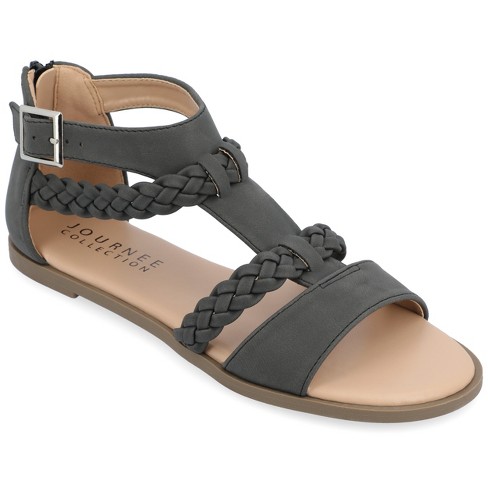 Journee Collection Womens Florence Tru Comfort Foam Gladiator Flat Sandals  Black 7 : Target