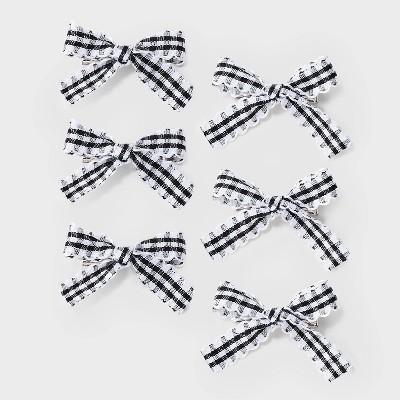 Gingham Bow Hair Clip Set 6pc - Wild Fable™ Black