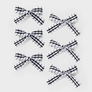 Gingham Bow Hair Clip Set 6pc - Wild Fable™ Black: Fashion Accessories for All Hair Types, Includes Salon & Pelican Clips - 1 of 4