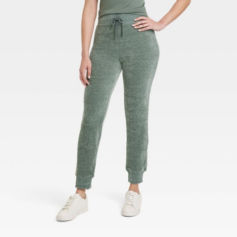 Women's Chenille Drawstring Leggings with Ribbed Waistband and Cuffs - A  New Day™ Green XL