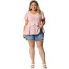 Agnes Orinda Women's Plus Size Tiered Floral Babydoll Ruffle Short Sleeve Blouses - 3 of 4