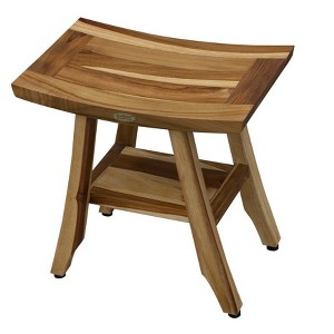 EcoDecors® Satori® 18" Teak Wood Shower Bench with Shelf in EarthyTeak Finish - Target Plus Natural 18"L x 12"D x 18"H - 1 of 4