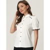 Allegra K Women's Vintage Short Sleeve Peter Pan Collar Button Down Shirt - 3 of 4