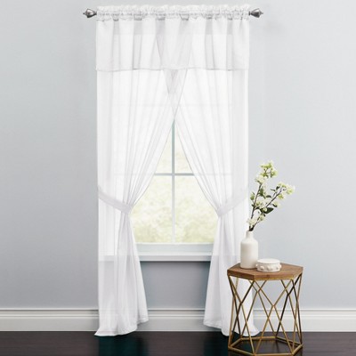 BrylaneHome BH Studio Sheer Voile 5 Piece One-Rod Curtain Set
