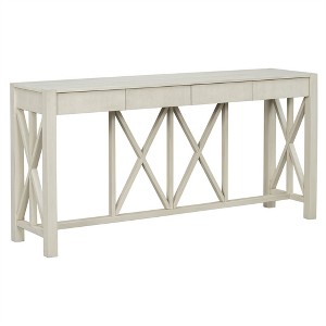 XINGHANZHENXUAN Console Table with 4 Drawers, Acacia Veneer X-Leg Entryway Table with Open Storage for Living Room, Hallway, Kitchen - 1 of 4