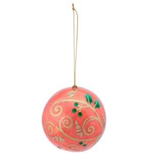 Beachcombers Capiz OrnamentRed with Gold Swirls - 1 of 1