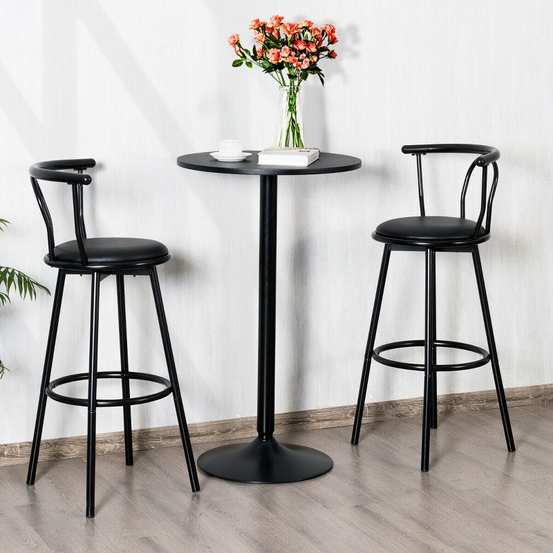 Costway Set of 2 Round Pub Table 24" Bistro Bar Height Cocktail Table w/Metal Base Black, 2 of 11