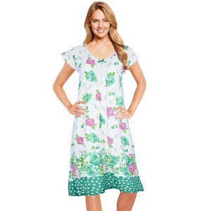 JEFFRICO Womens Nightgowns Short Sleeve Sleepwear Soft Pajama Dress Nightshirts - 1 of 4