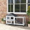 PawHut 65" Wooden Rabbit Hutch, Pet Playpen with Openable Roof, Bunny House Enclosure with Wheels & Storage Box for Rabbits and Small Animals, Gray - 2 of 4