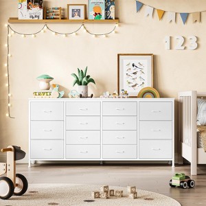 63" W White Dresser TV Stand for 65 70 75 Inch TV, 14 Drawer for Bedroom - 1 of 4