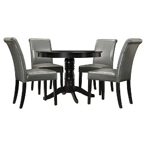 Haskell 5-Piece Round Black Dining Set - Gray Chair, Size: Round Back