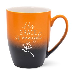 Elanze Designs His Grace Is Enough Two Toned Ombre Matte Orange and Black 12 ounce Ceramic Stoneware Coffee Cup Mug - 1 of 4