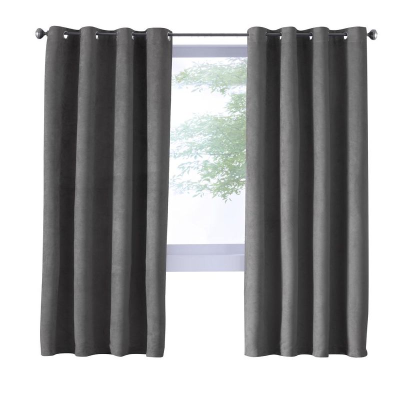 Thermalogic Navar Blackout Cozy Atmosphere Reduce Light Super Soft Faux Suede Fexture Grommet Curtain Panel Dark Grey, 2 of 5