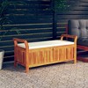 vidaXL Patio Storage Bench with Cushion Loveseat Outdoor Solid Wood Acacia - White 49.6" x 19.7" x 23.6" - 2 of 4