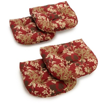 Blazing Needles, 19-inch U-Shaped Spun Polyester Outdoor Tufted Dining Chair Cushions (Set of 4)