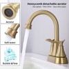 2-Handle 4-Inch Brushed Gold Bathroom Faucet, Bathroom Vanity Sink Faucets with Pop-up Drain and Supply Hoses - 2 of 4