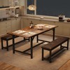 4-6 Person Wood Space-Saving Kitchen Table with 2 Padded Benches,3-Piece Extendable Dining Table Set, for Breakfast Nook, Small Space, Vintage - 4 of 4