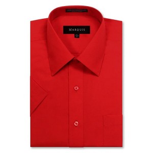 Marquis Men's Short Sleeve Dress Shirt, Cotton Blend Broadcloth, Classic Fit - Work, Events & Casual Wear - 1 of 3