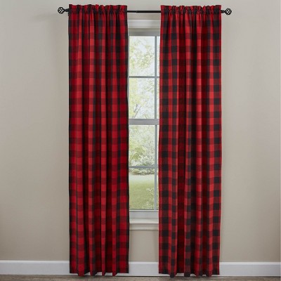 Park Designs Buffalo Check Lined Panel Pairs - 72" x 84" - Red