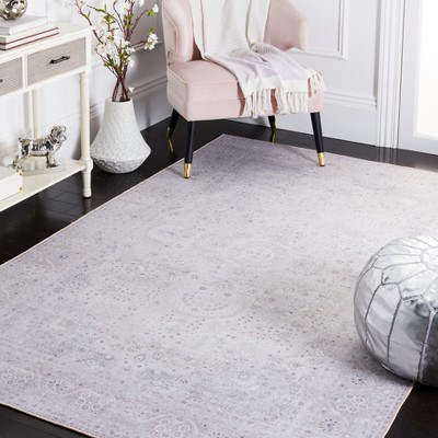 Beige Easy-Care Synthetic 6' x 9' Non-Slip Area Rug
