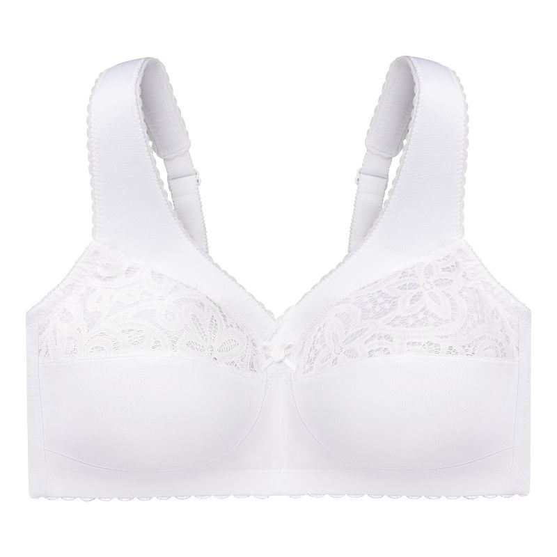 Glamorise Womens MagicLift Cotton Support Wirefree Bra 1001 White, 4 of 5