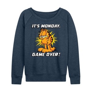 Women's - Garfield - It's Monday Garfield Lightweight French Terry Wide Neck Long Sleeve Shirt - 1 of 4