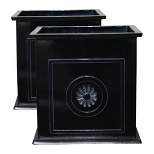 Southern Patio CMX-042426 Colony 16 Inch Square Resin Planter Urn (2 Set)