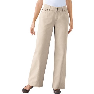 Woman Within Plus Size Petite Perfect Cotton Wide-Leg Denim Jean - 1 of 4