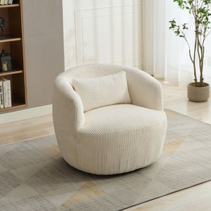 CAVINAS 34.25 "Wide Upholstered Swivel Accent Chair, 360-Degree Swivel Barrel with Pillow and Round Metal Base, for Living Room, Bedroom, Office - 1 of 4